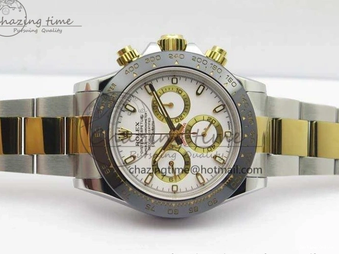 0126 Daytona SS YG Ceramic Bezel JH Best Edition White Dial On SS YG Bracelet A Resilient 3530